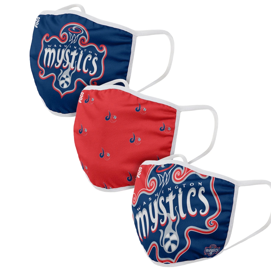 Adult Washington Mystics 3Pack Dust mask with filter->nfl dust mask->Sports Accessory